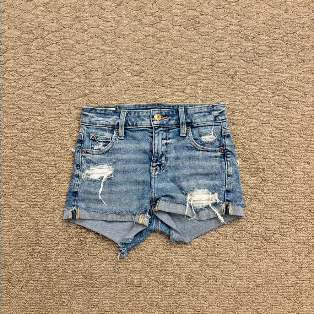 American Eagle Outfitters Blue Jean Shorts Distressed Cut-Offs